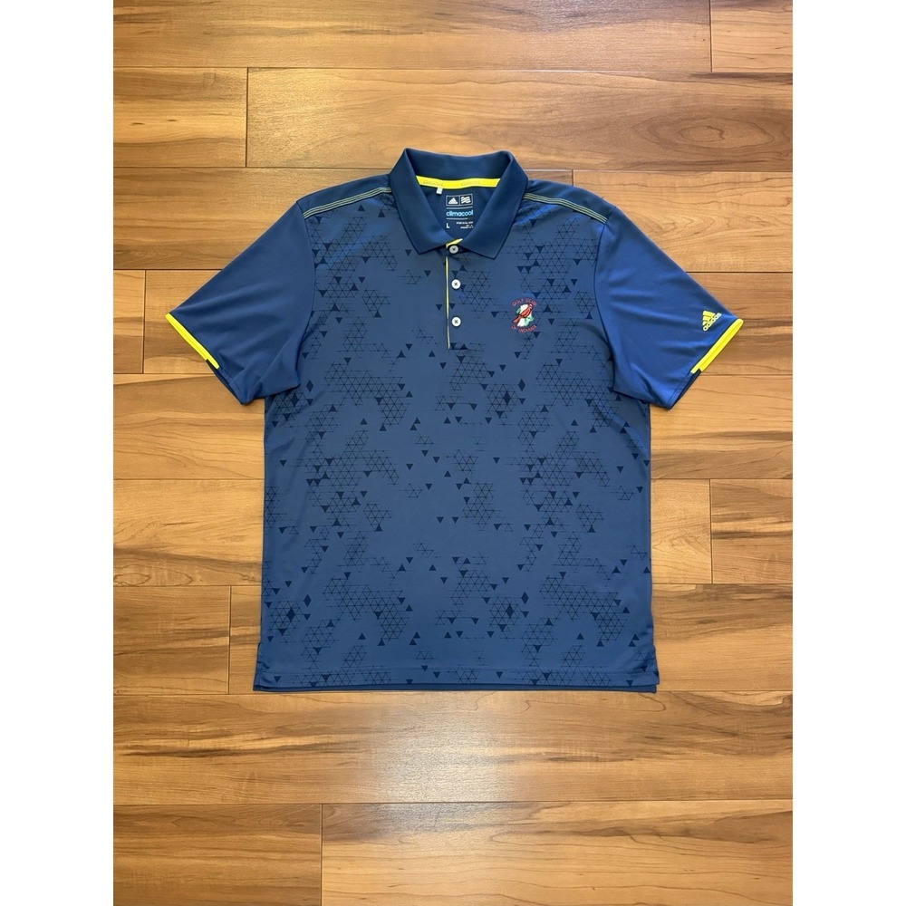 Adidas Climacool Polo Shirt Golf Club of Indiana Blue Yellow Men's Size Large L - Picture 2 of 10